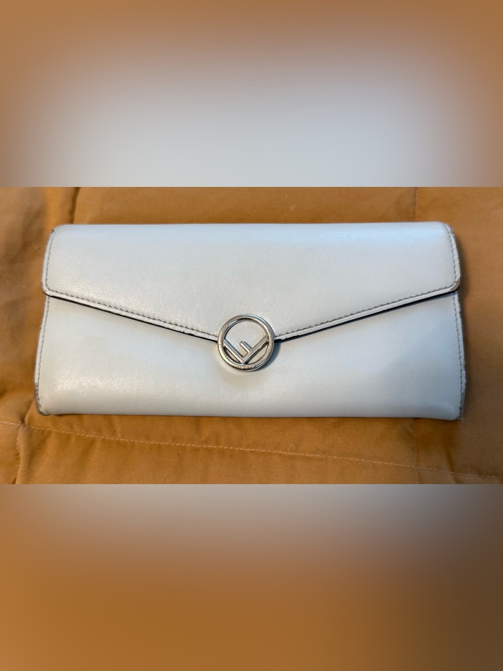 Authentic Gray Fendi Leather Long Sz Wallet- Great to add chain for crossbody!